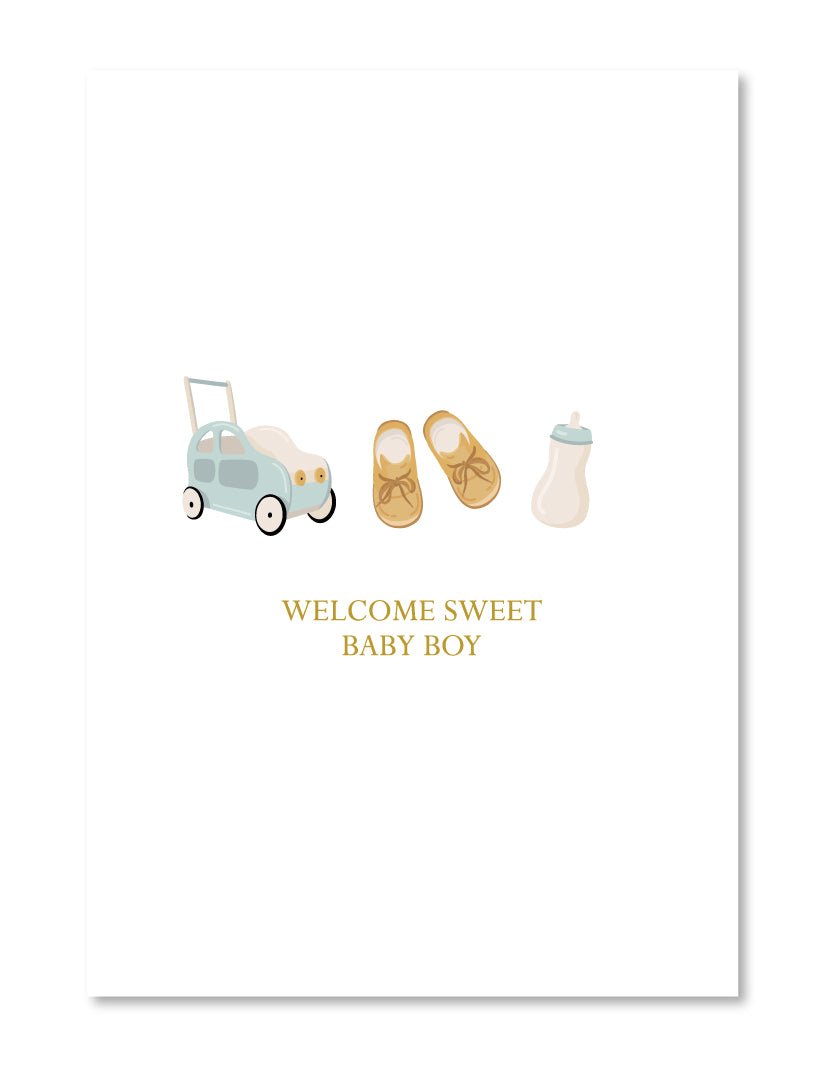 Welcome Sweet Baby Boy Card - Zjoosh